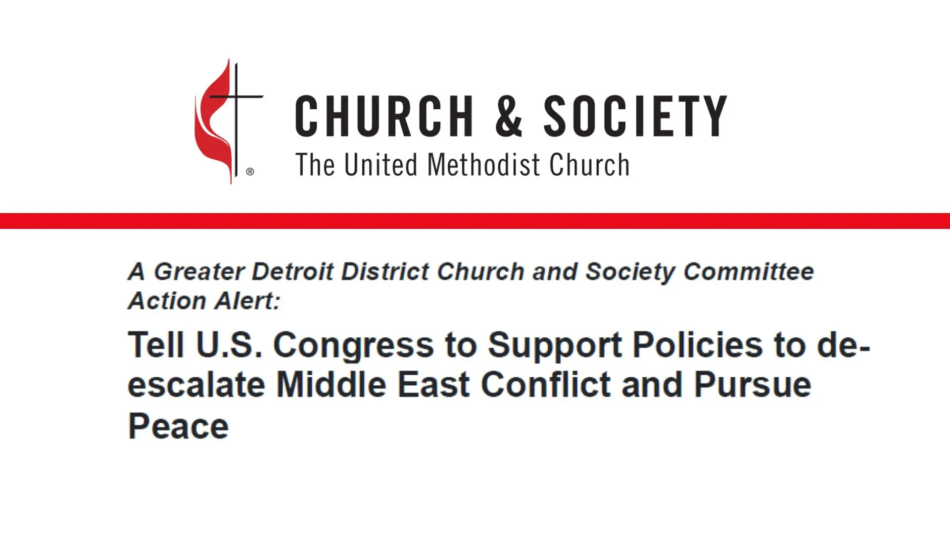 Tell U.S. Congress to Support Policies to deescalate Middle East Conflict and Pursue Peace
